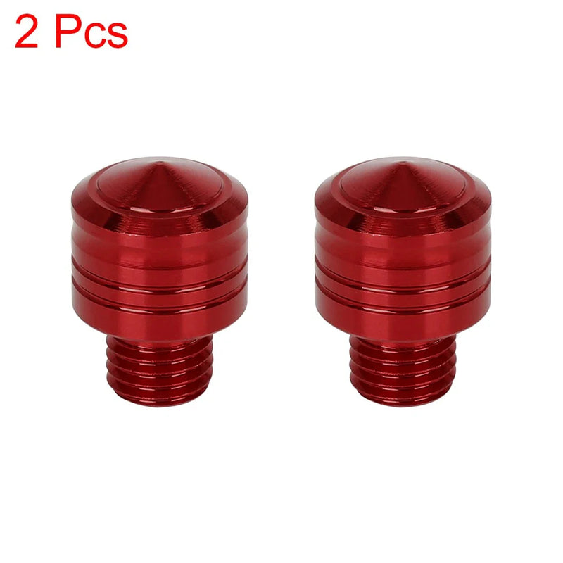Motorbike Motorcycle 2 x 10mm Mirror Hole Plugs Red Screw