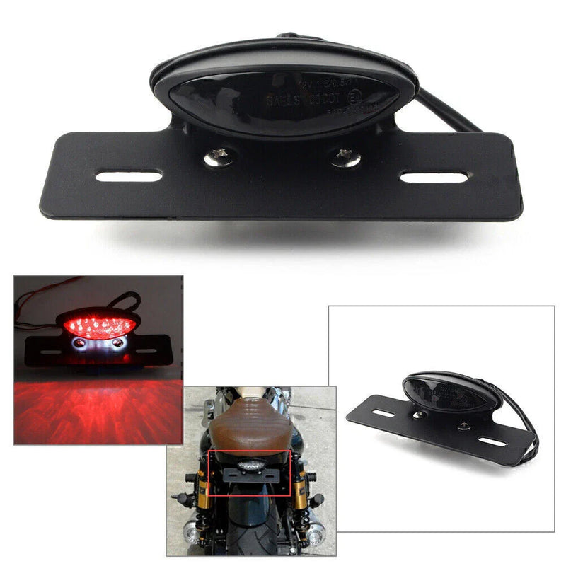 Cafe Racer LED Brake Tail Light License Plate Mount