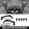 Universal Black Set 360 Degree Rearview Mirrors 8mm 10mm