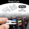 Car, Boat, Truck, RV, Motorcycle Micro Fuse / 25A / Blade Fuse 50 Pcs
