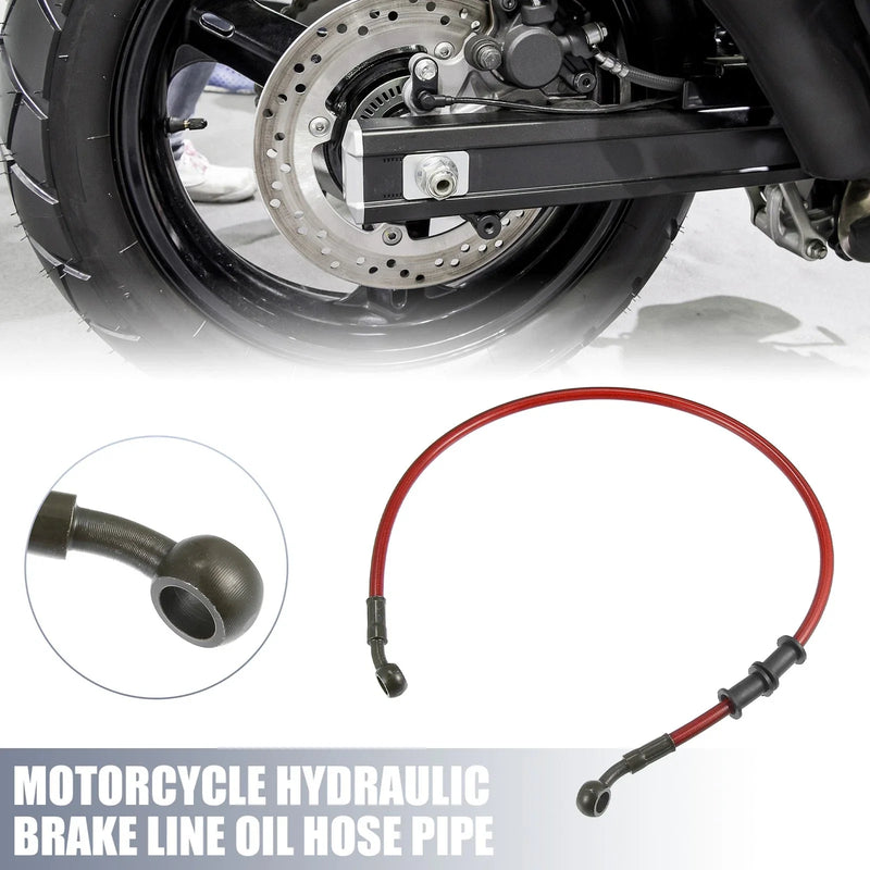 60cm 10mm Motorcycle Hydraulic Brake Line Oil Hose Pipe Red 28 Degree