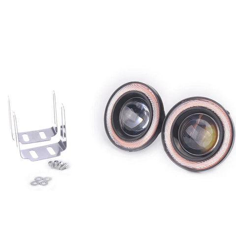 Car Truck 2 x 2.5" LED Fog Lights Round Red COB Angel Eyes Halo (2010-2023)