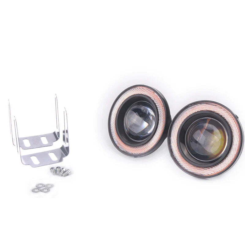 Car Truck 2 x 2.5" LED Fog Lights Round Red COB Angel Eyes Halo (2010-2023)