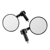Universal Motorcycle 4" Round Black Handlebar End Mirrors