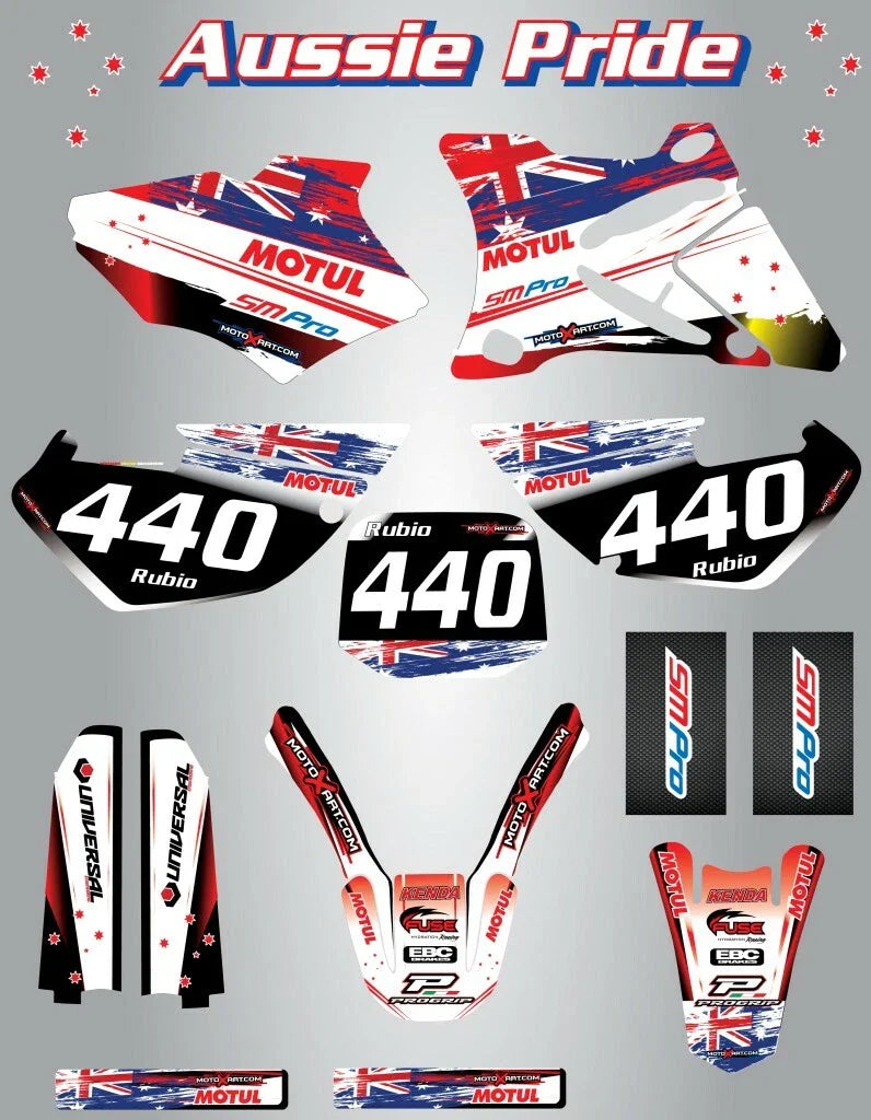 Husqvarna WR 250 300 2-Stroke Custom Graphic Kit - AUSSIE PRIDE (2007-2013)