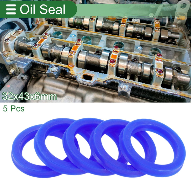 Oil Seal / 32x43x6mm / Seal Ring Rotary Shaft TPU High Pressure Blue 5 Pcs