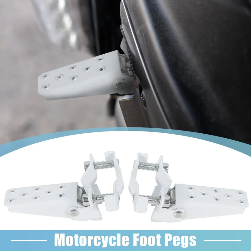 Motorcycle White 1 Pair 8mm Stainless Steel Rearset Fold Footrest Footpeg