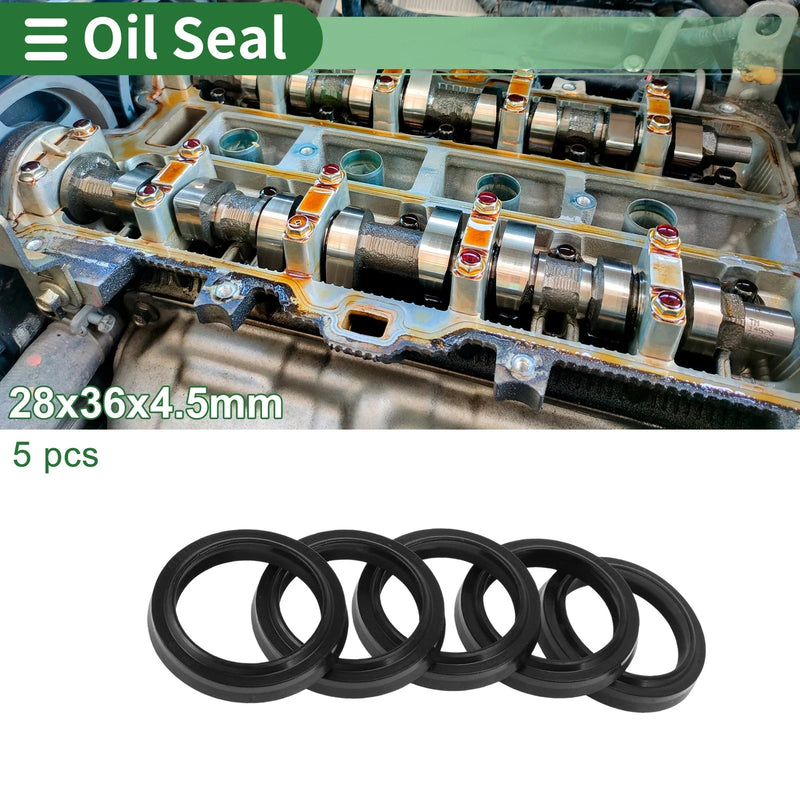 Universal Oil Seal 28x36x4.5mm 5 Pcs Rotary Shaft Seal NBR Rubber Black