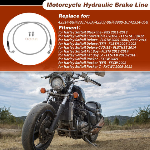 Harley Softail Silver Tone 47In Hydraulic Front Brake Line Kit