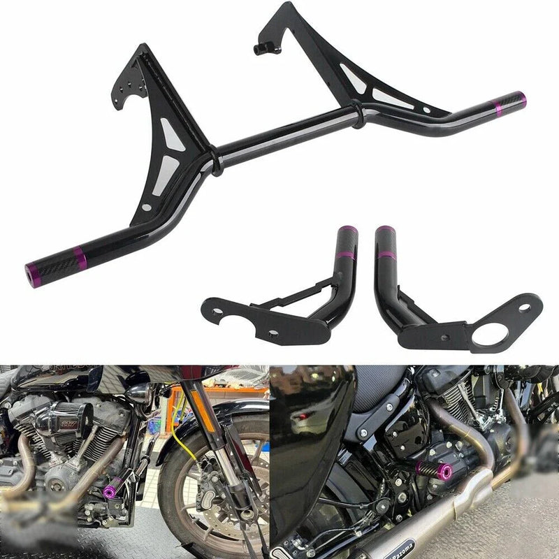 Harley Softail FXST Black Front & Rear Crash Bar w/Frame Sliders