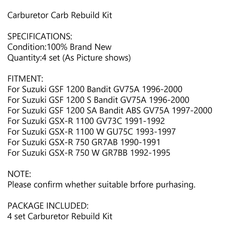 Suzuki GSF 1200 Bandit, GSXR 1100, 750 Carburetor Repair Kit (1995-2006)