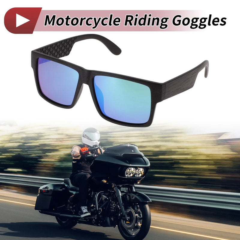 Motorcycle Riding Goggles Green Lens Black Frame Tri-acetel Cellulose