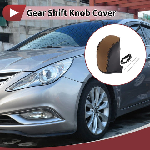Hyundai Sonata 2011-2014 Black Brown Faux Leather Gear Shift Knob Cover