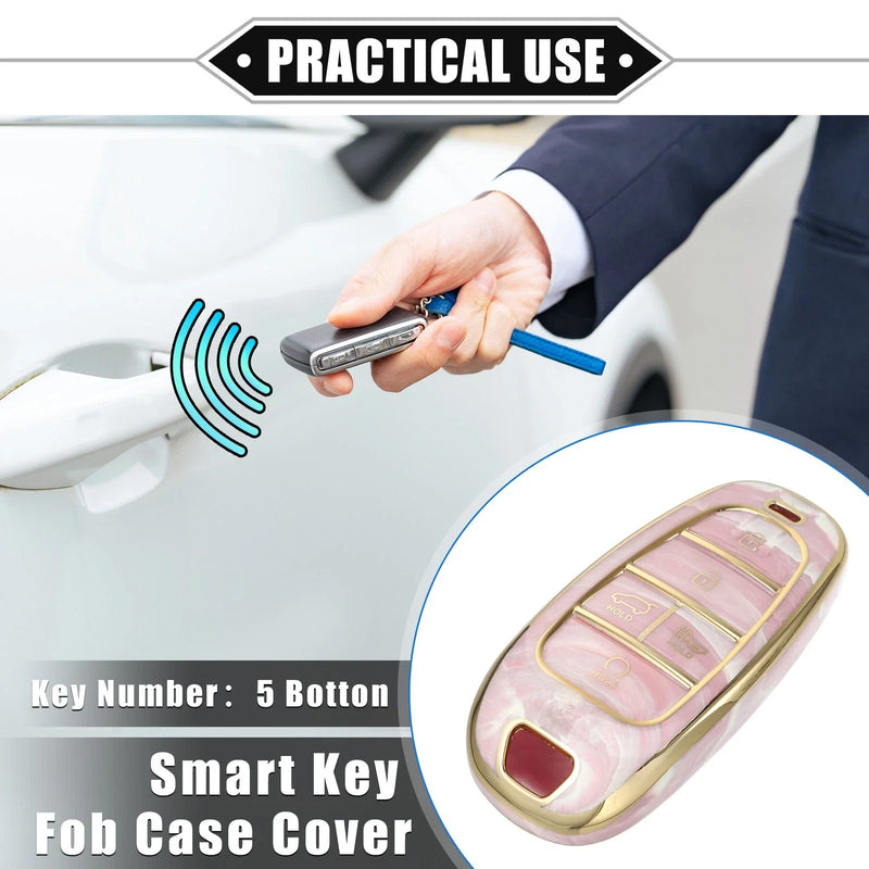 Hyundai Tucson 2020-2022, 5 Button Soft TPU Pink Key Fob Cover