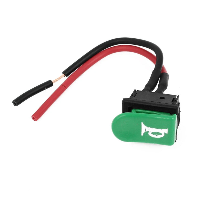 Motorcycle SPST Green Horn Button Momentary Wired Switch DC 12V