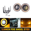 Car Truck 2 x 3" LED Fog Lights Round Yellow COB Angel Eyes Halo