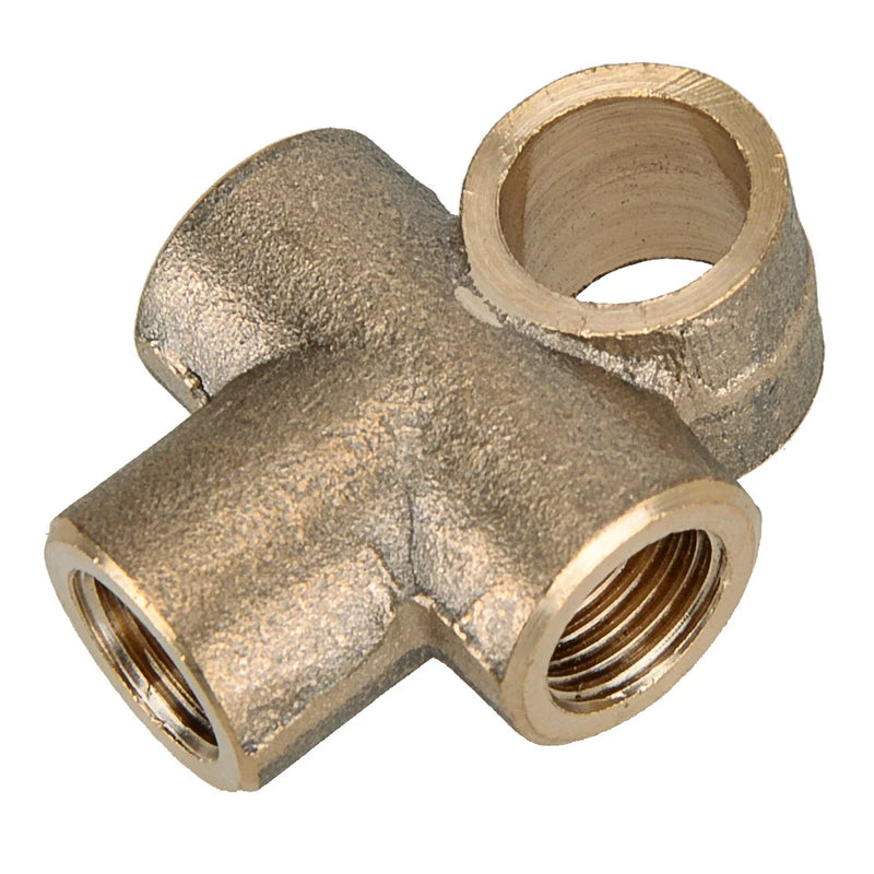 Brake Line Pipe M10x1 5x Brass T 3-Way Female Fitting Connector