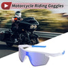Goggles Motorcycle Riding Blue Lens White Frame PC Cycling Sunglasses