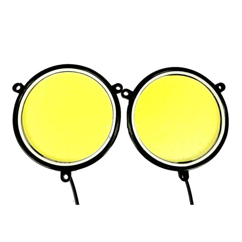 Car 2 x Round Shape COB White LED Daytime Running Lights (No Year Specified)