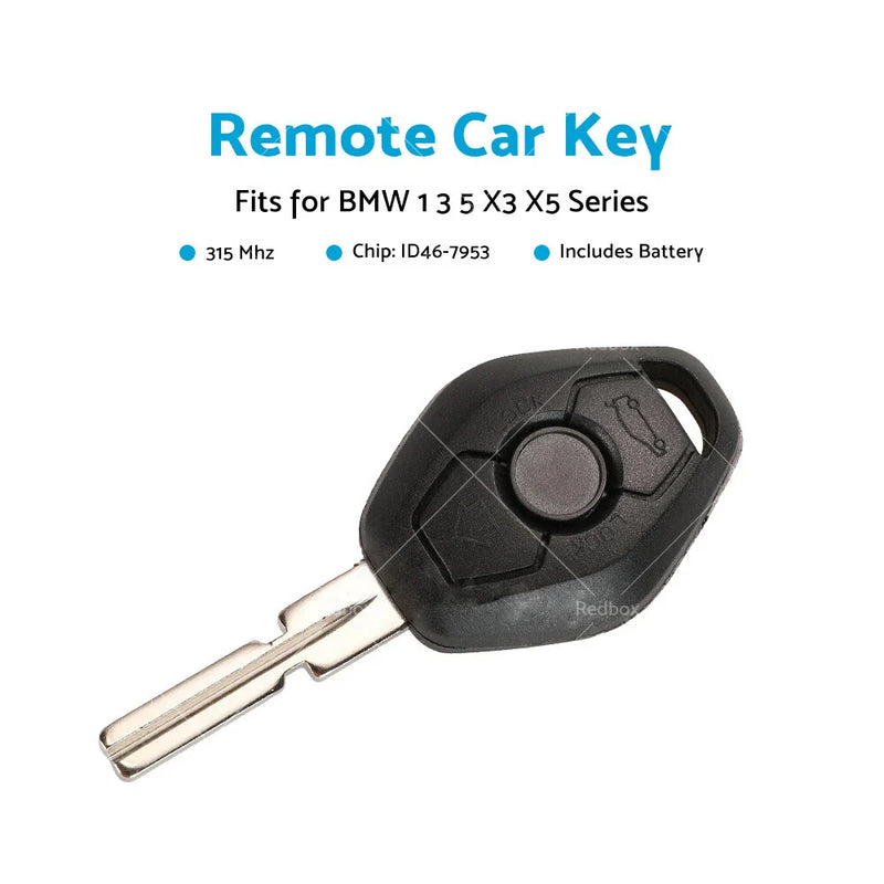 BMW 3 5 Series X3 Complete Remote Car Key w/ Chip ID46 (2002-2013)