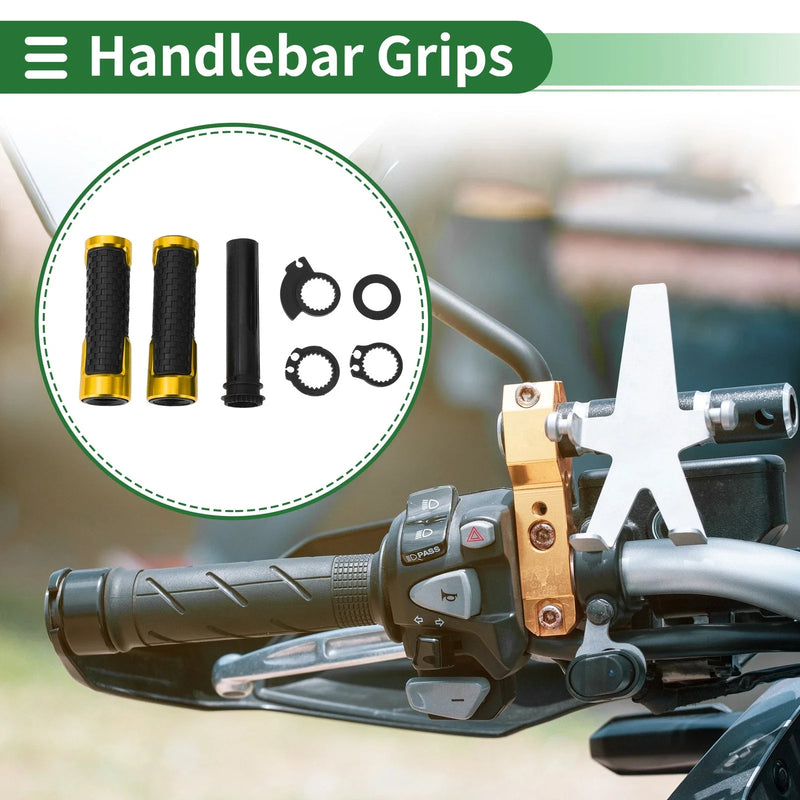 Motorcycle Black Gold Tone Square 7/8 22mm Hand Grips Cover Kit