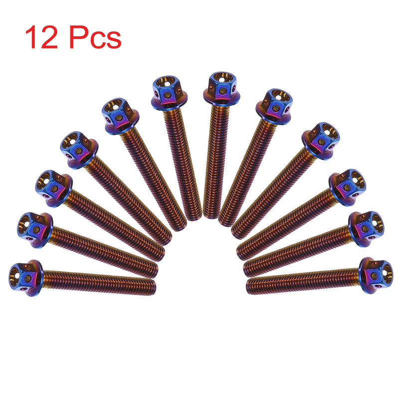 Motorcycle 12pcs M6 x 45mm Hexagon Bolts Screws