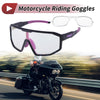 Motorcycle Riding Goggles Light Purple Lens, Black Frame, Red/Blue Spots