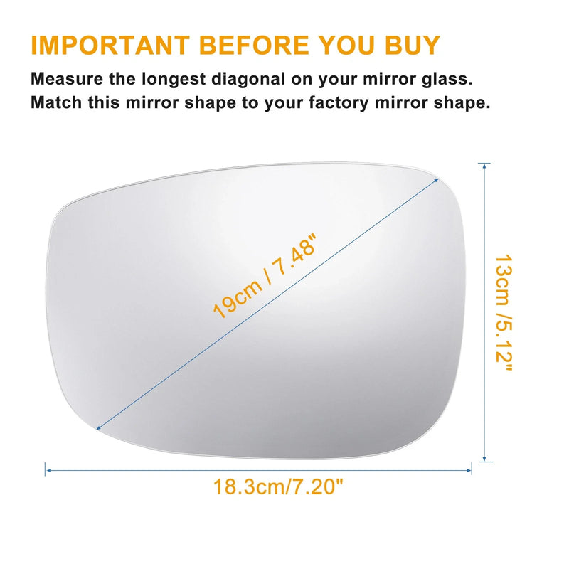 Mazda CX-5, CX-9 Heated Left Side Mirror Glass w/ Backing Plate (2013-2023)