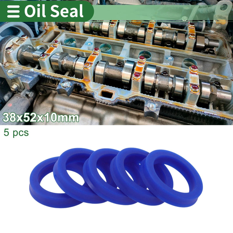 Oil Seal TPU 38x52x10mm Rotary Shaft Seal Blue 5 Pcs