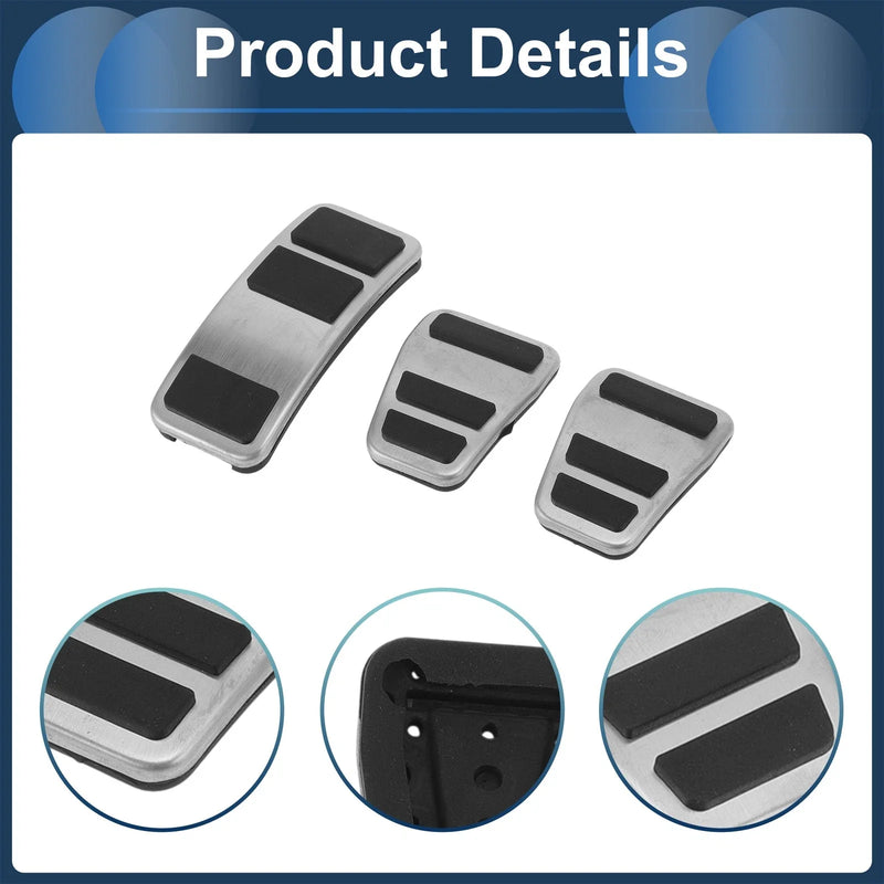 Ford Fiesta (2013-2024) Silver Tone 3 x Foot Accelerator Pedal Covers