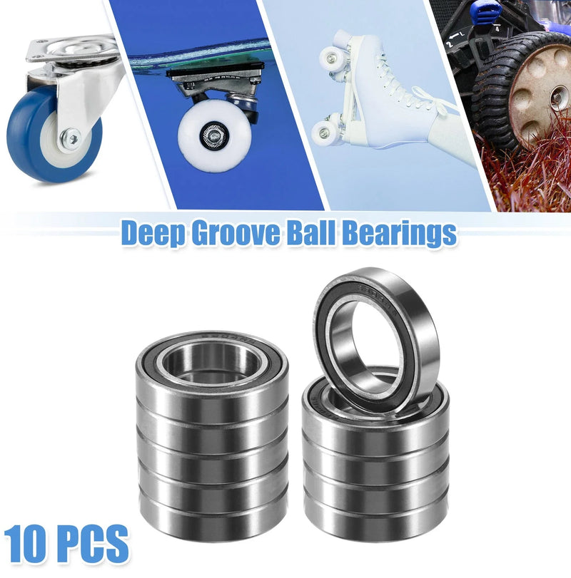 Auto 10x Double Rubber Shield Deep Groove Ball Bearings 20x32x7mm