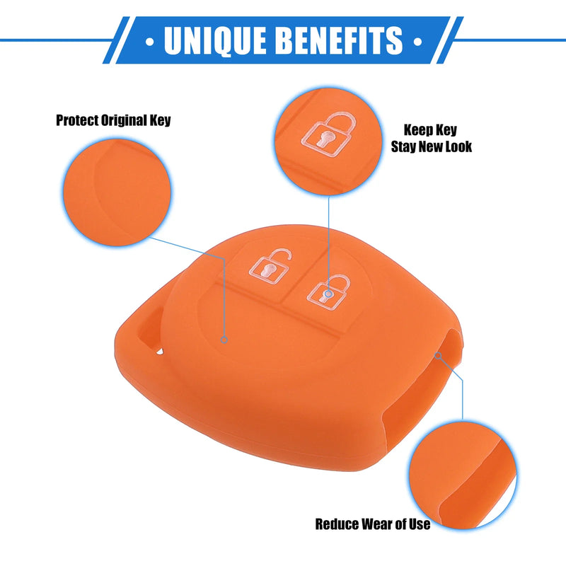 Suzuki 2 Button Silicone Orange Car Remote Key Fob Case Protectors
