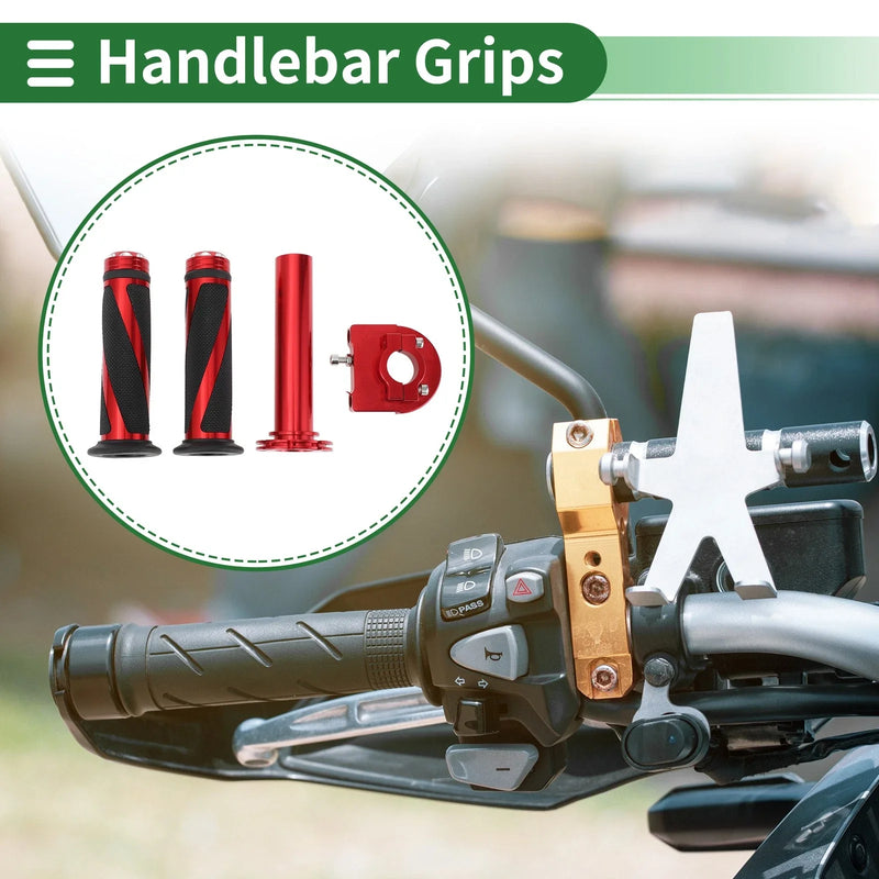 Motorcycle Handlebar End Grips Diamond Twill Pattern Hand Grips Cover Kit