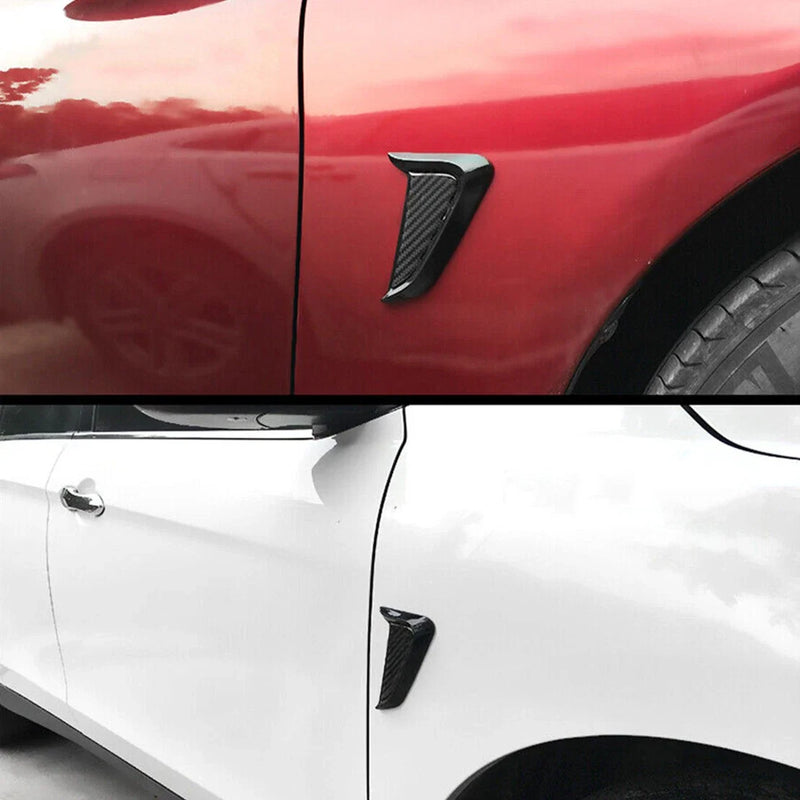 Car Carbon Fiber Style Side Marker Fender Air Wing Vent Trim Cover