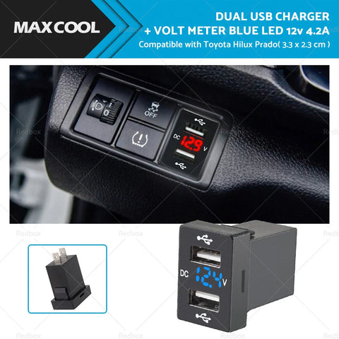 Toyota Hilux, Prado, Camry DUAL USB CHARGER + VOLT METER (2010-2023)