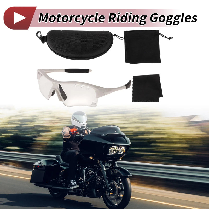 Motorcycle Motorcycle Riding Goggles Clear Lens White Frame PC TPU