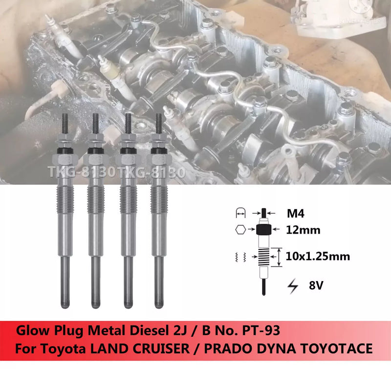 Toyota TOYOACE LAND CRUISER PRADO DYNA 4 x Glow Plugs (1985-2023)