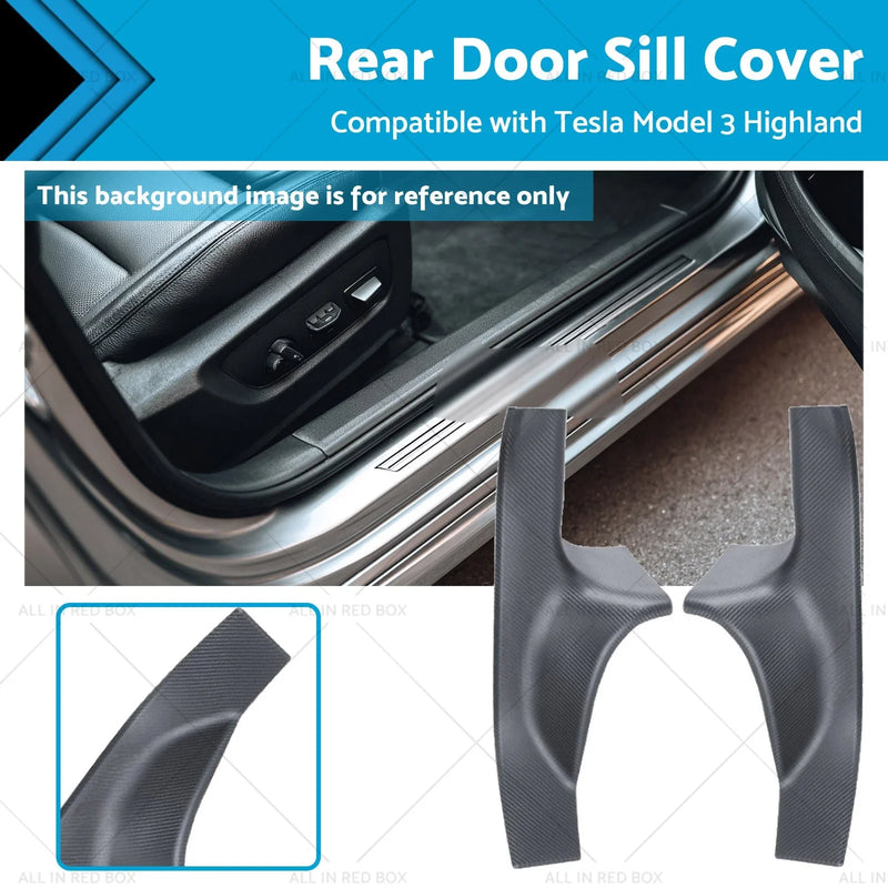 Tesla Model 3 Carbon Fiber Rear Door Sill Protectors (2023)