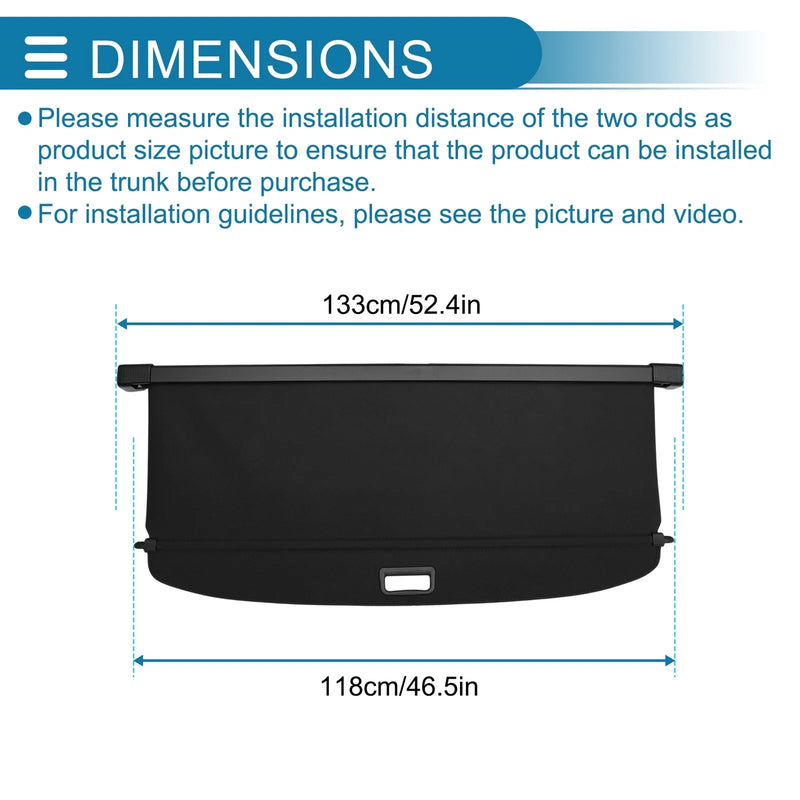 Dodge Durango 2011-2025 Rear Trunk Shelf Retractable Cargo Cover