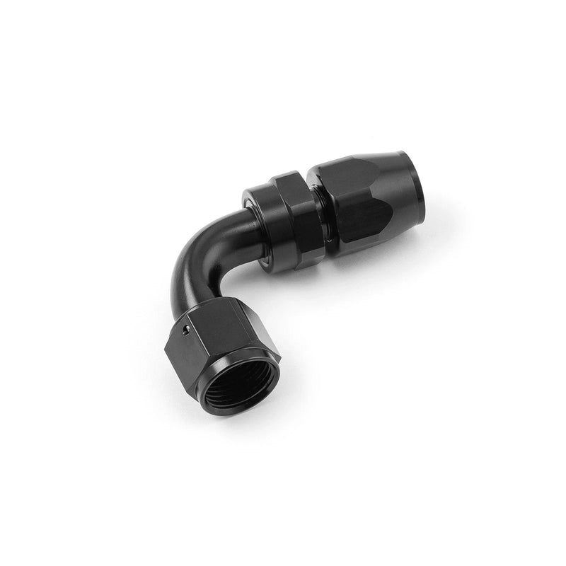 90 Degree Swivel Hose End Fitting -10 AN Black Anodized Aluminum
