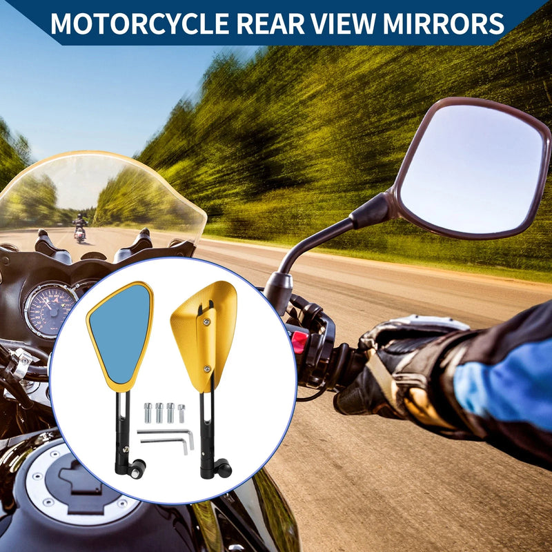 Motorcycle M8/M10 1 Set Rear View Mirrors Side Rearview Mirror Black Gold Tone