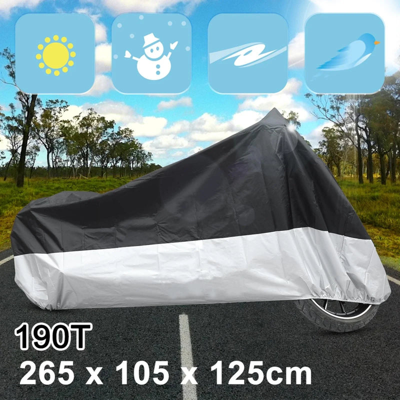 Bikes XXL Rain Dust Motorcycle Cover Black&Silver Waterproof UV Protector