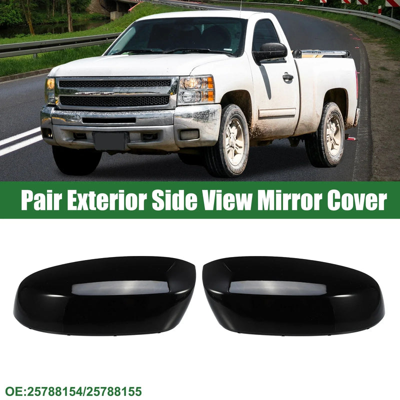 Chevrolet Silverado 1500 Gloss Black Pair Left Right Rearview Mirror Cap