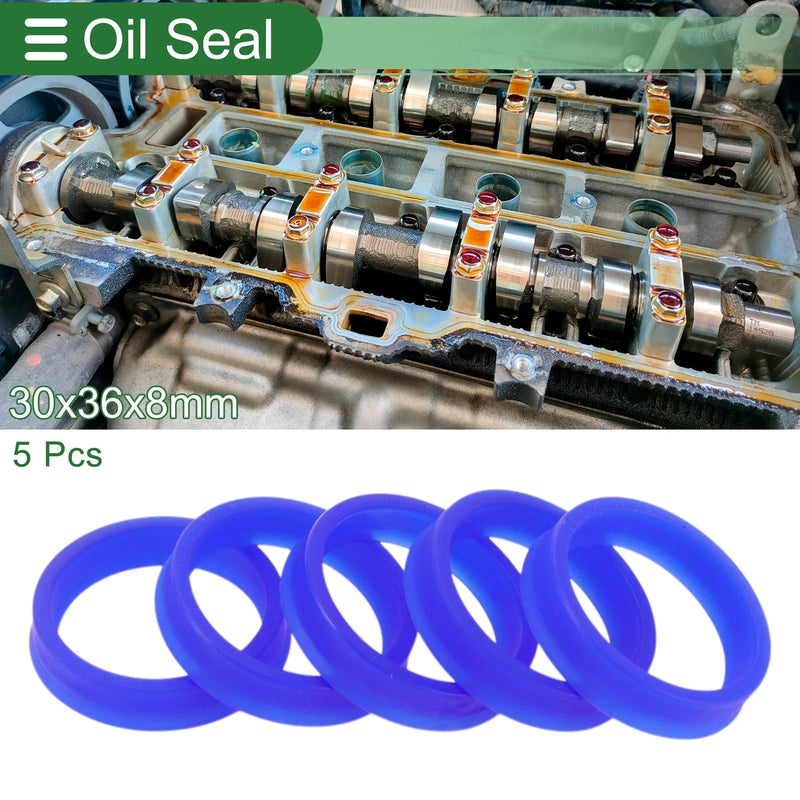 Oil Seal TPU 30x36x8mm Rotary Shaft Seal High Pressure Blue 5 Pcs