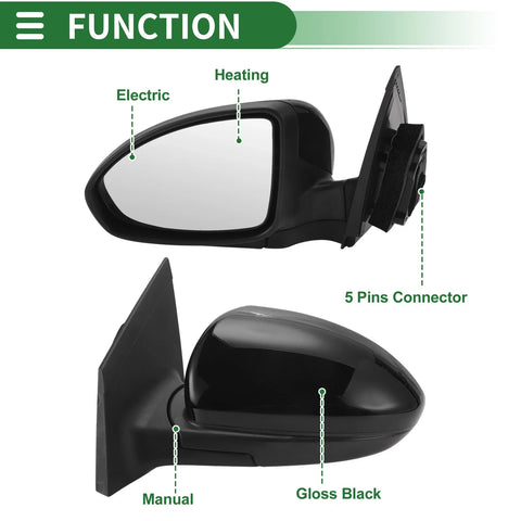 Chevrolet Cruze 5 Pins Left Driver Side Door Mirror Replacement (2011-2015)