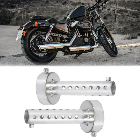 2 x 60mm Motorcycle Exhaust Silencer Exhaust Insert Muffler Pipe Silver Tone