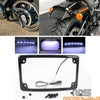 Harley Chopper Bobber Curved License Plate Frame w/LED Light