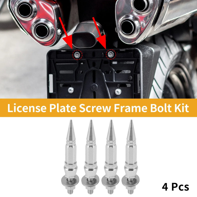 Universal Motorcycle M6 License Plate Screws Cover 82mm Silver Tone 4 Pcs