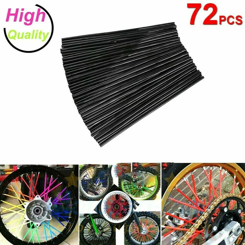 Motorcycle Dirt Bike CRF EXC YZF 72pcs Black Wheel Spoke Wraps