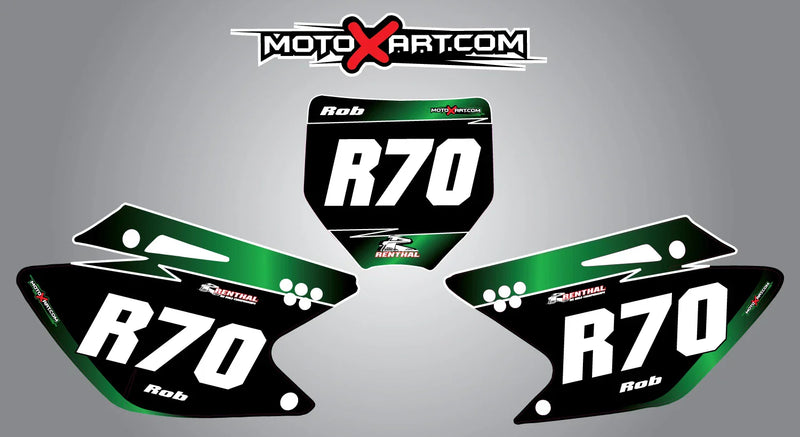 Kawasaki KXF 250 Custom Number Plates SUNRISE Style Stickers (2006-2008)